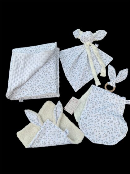 Couverture gaze de coton/Minky blanc
