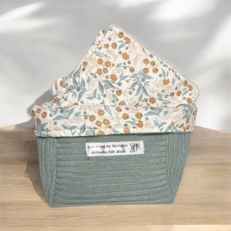 Panière velours avec 8 cotons